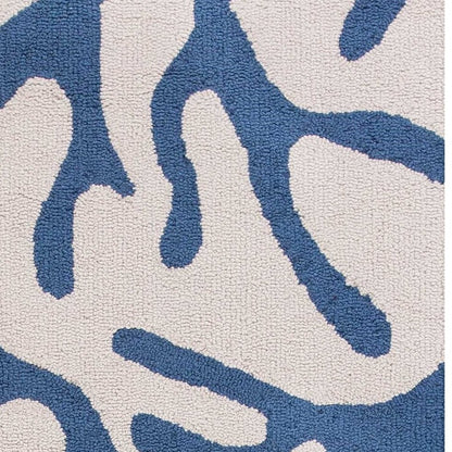 8' Ivory And Blue Runner Rug