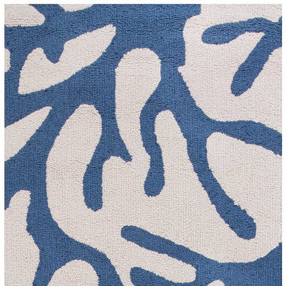 8' Ivory And Blue Runner Rug