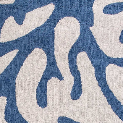 8' Ivory And Blue Runner Rug