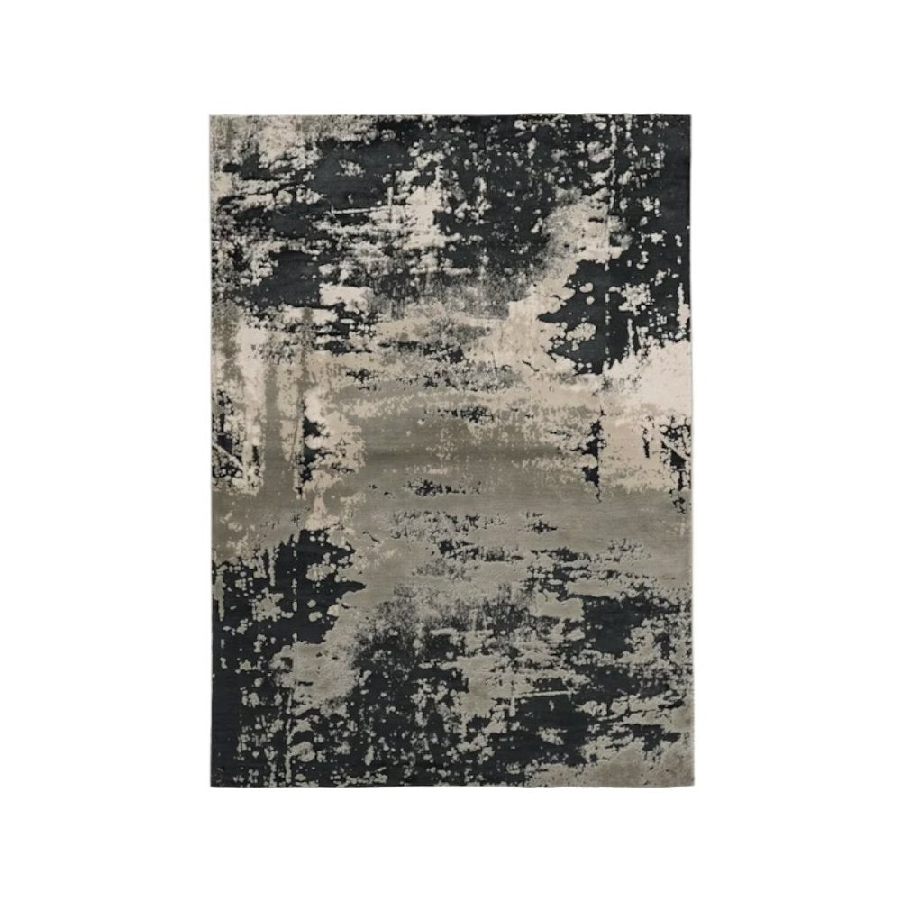 6' X 9' Black and Silver Area Rug