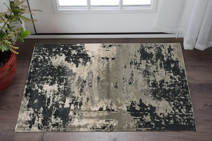 6' X 9' Black and Silver Area Rug