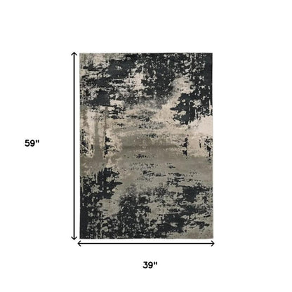 6' X 9' Black and Silver Area Rug
