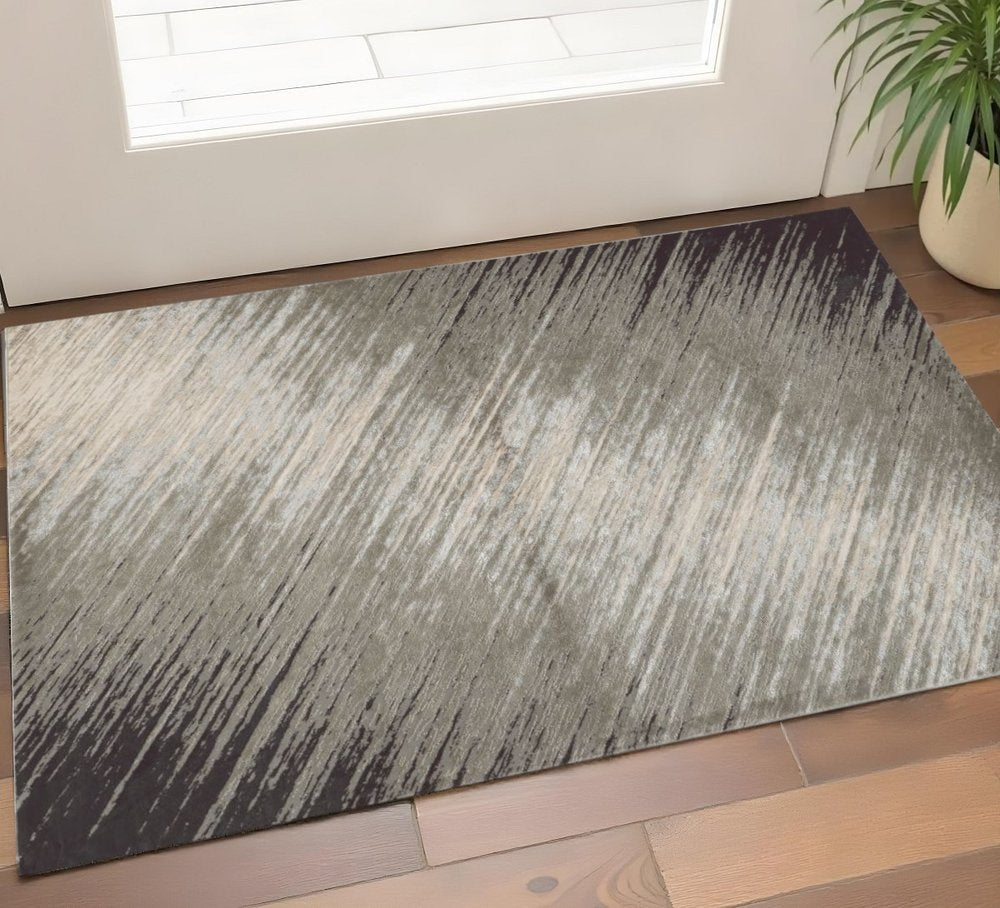 7' X 10' Silver And Gray Abstract Area Rug