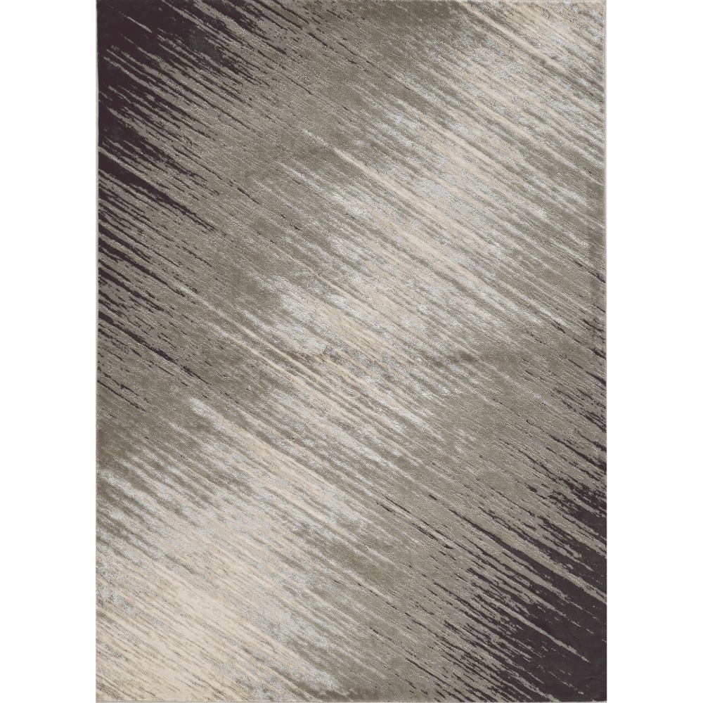 7' X 10' Silver Grey Machine Woven Abstract Brushstroke Indoor Area Rug