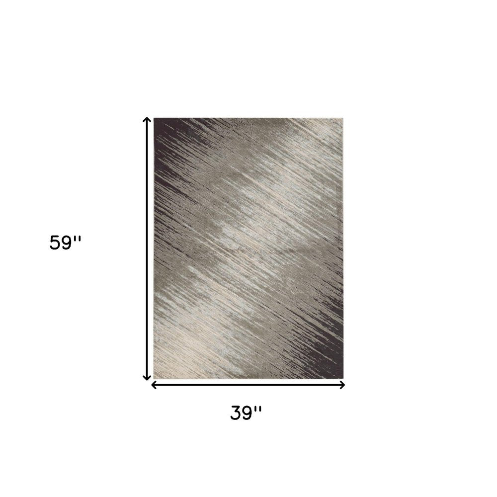 3' X 5' Silver And Gray Abstract Area Rug