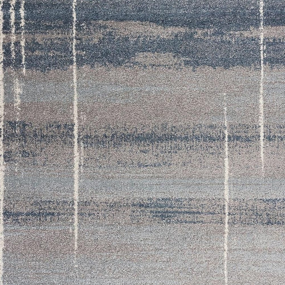 3' X 5' Blue And Gray Abstract Area Rug