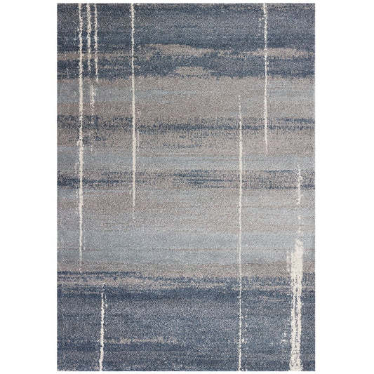 3' X 5' Blue And Gray Abstract Area Rug