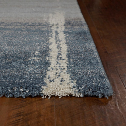 3' X 5' Blue And Gray Abstract Area Rug