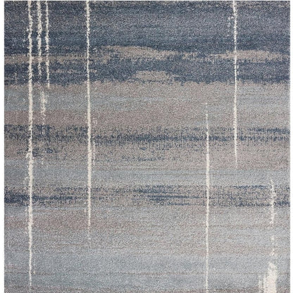 3' X 5' Blue And Gray Abstract Area Rug
