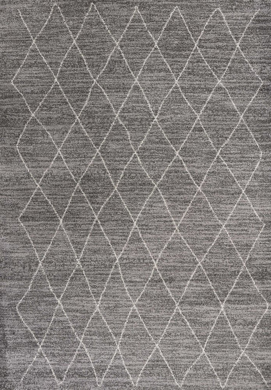 3' X 5' Gray And Ivory Geometric Area Rug
