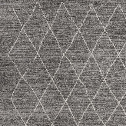 3' X 5' Grey Diamond Pattern Area Rug