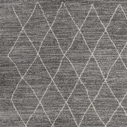 3' X 5' Gray And Ivory Geometric Area Rug