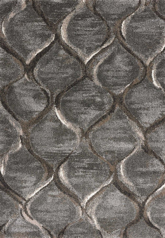 3' X 5' Charcoal And Light Gray Ogee Area Rug