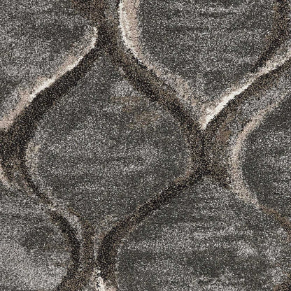 3' X 5' Charcoal And Light Gray Ogee Area Rug