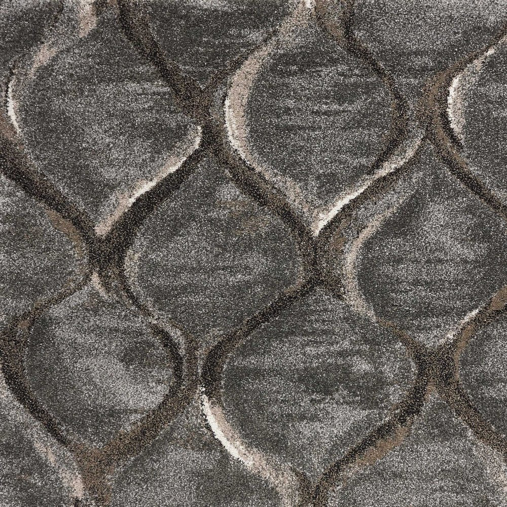 3' X 5' Charcoal And Light Gray Ogee Area Rug