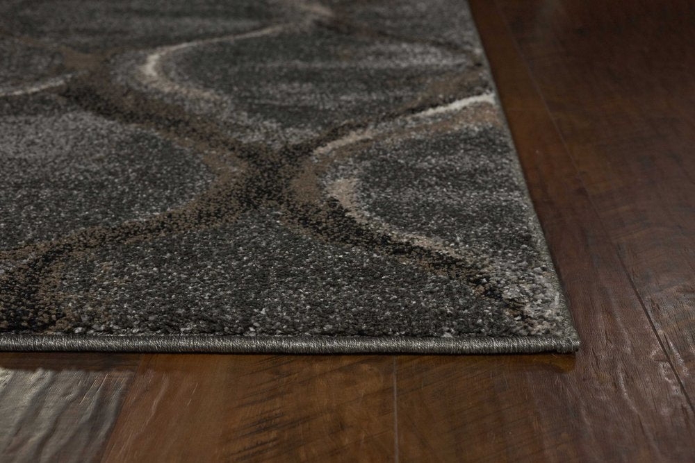 3' X 5' Charcoal And Light Gray Ogee Area Rug