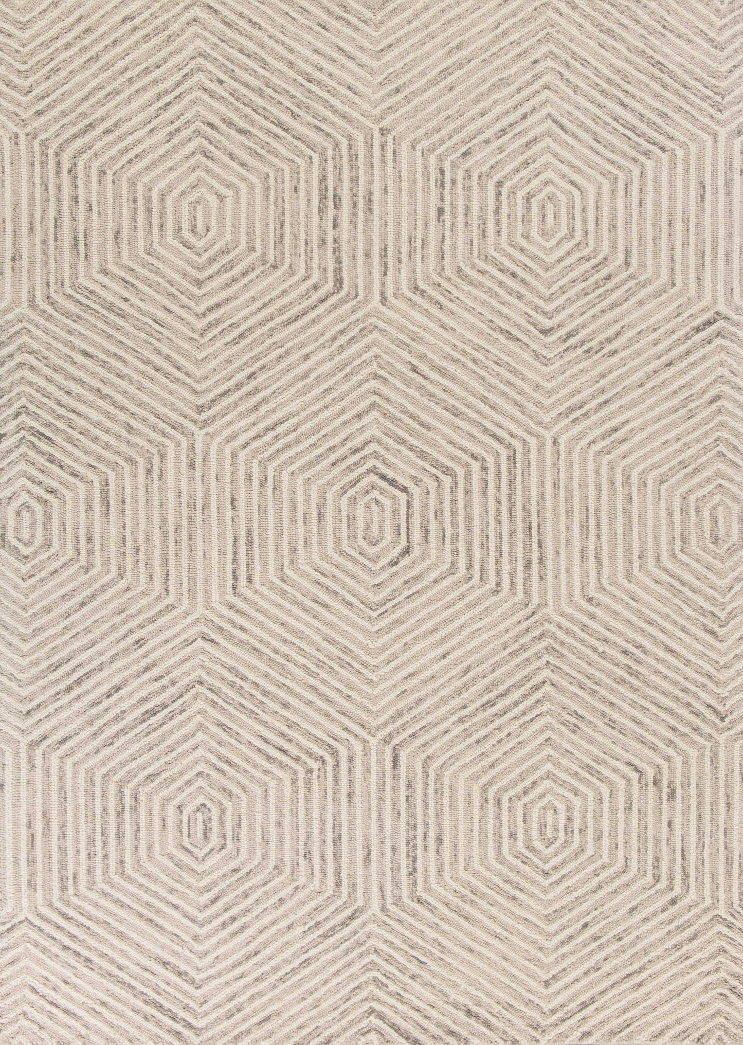 3' X 5' Ivory Geometric Hexagon Wool Area Rug