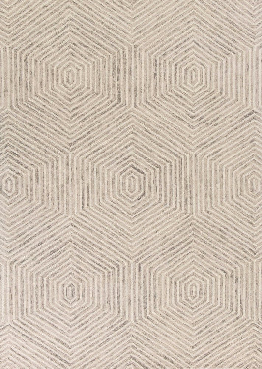 3' X 5' Sand And Beige Wool Geometric Hand Tufted Area Rug