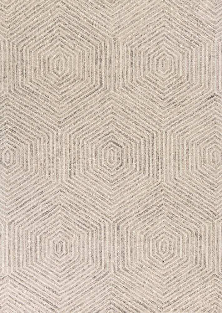 3' X 5' Sand And Beige Wool Geometric Hand Tufted Area Rug