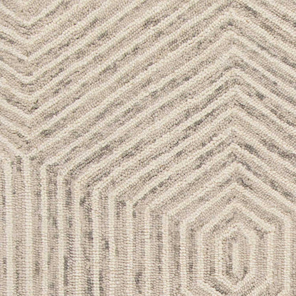 3' X 5' Ivory Geometric Hexagon Wool Area Rug