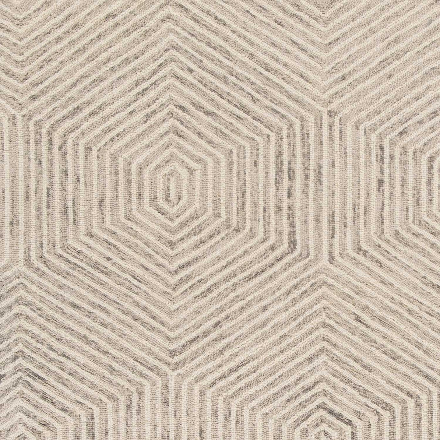 3' X 5' Ivory Geometric Hexagon Wool Area Rug