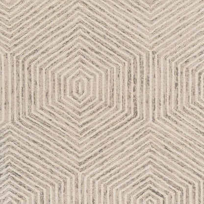 3' X 5' Ivory Geometric Hexagon Wool Area Rug