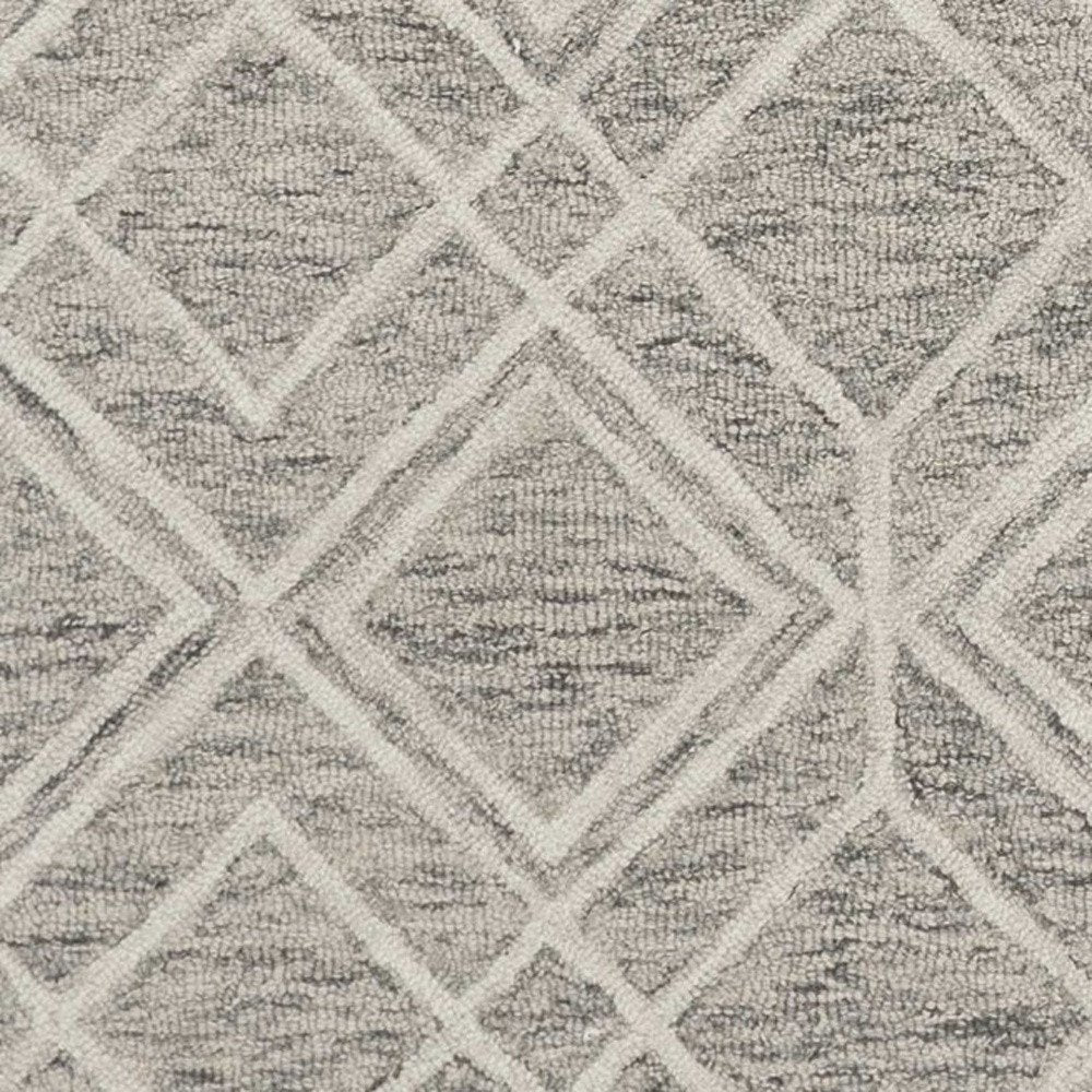 3' X 5' Sand Beige And Ivory Wool Geometric Hand Tufted Area Rug
