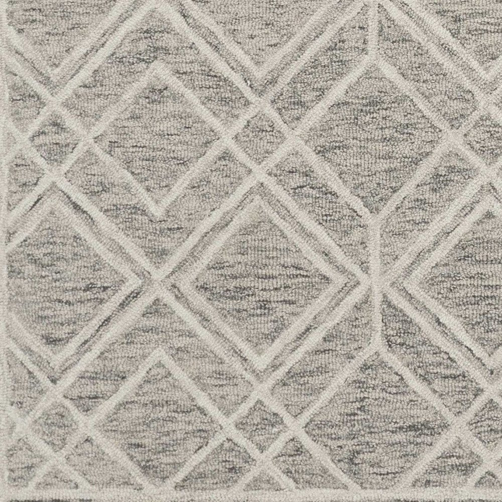 3' X 5' Sand Beige And Ivory Wool Geometric Hand Tufted Area Rug