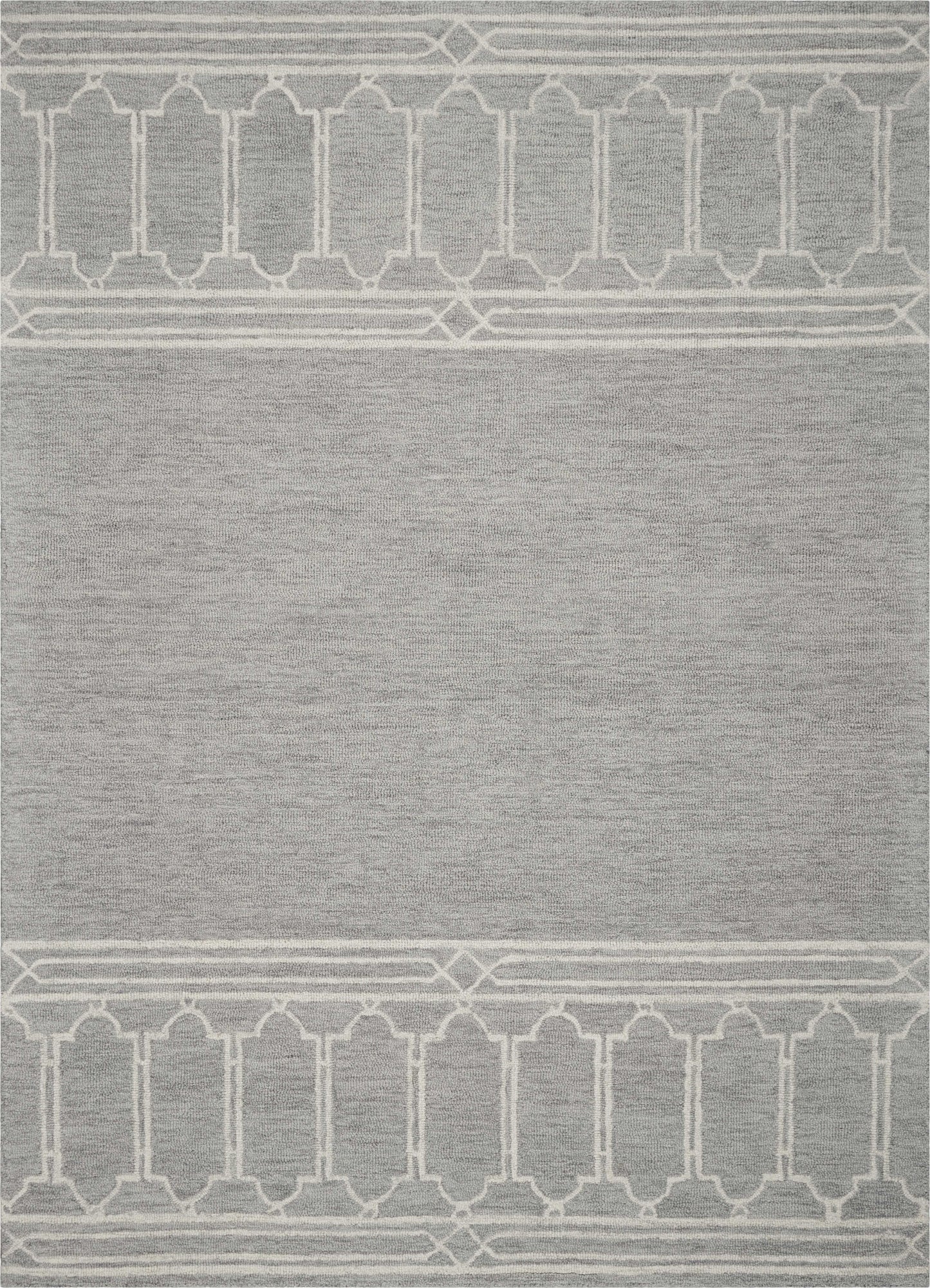 3' X 5' Grey Geometric Pattern Wool Area Rug