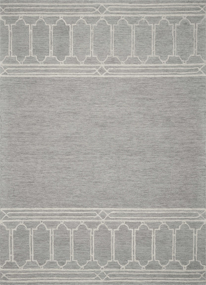 3' X 5' Grey Geometric Pattern Wool Area Rug