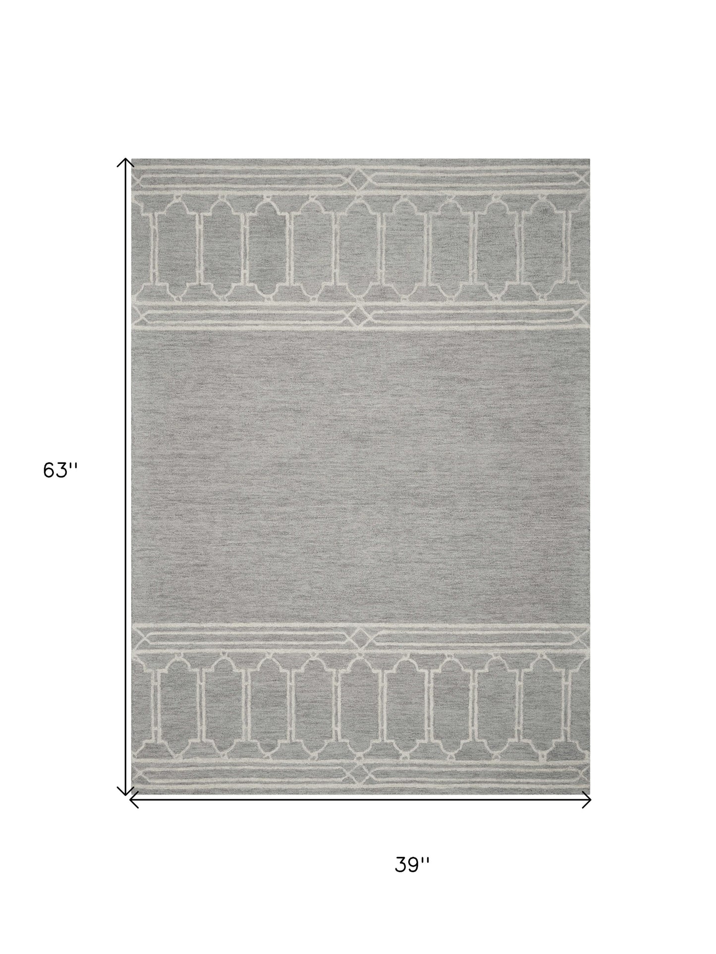 3' X 5' Grey Geometric Pattern Wool Area Rug