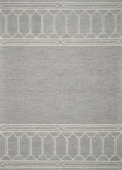 3' X 5' Gray And Ivory Wool Geometric Hand Tufted Area Rug