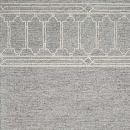 3' X 5' Gray And Ivory Wool Geometric Hand Tufted Area Rug