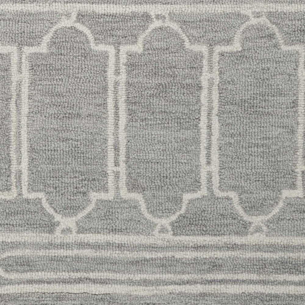 3' X 5' Grey Geometric Pattern Wool Area Rug