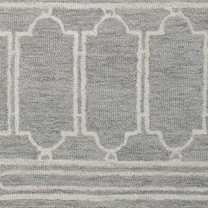 3' X 5' Gray And Ivory Wool Geometric Hand Tufted Area Rug