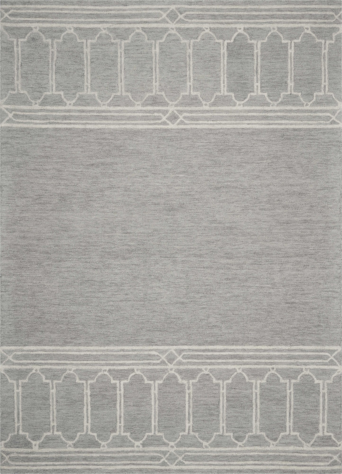 3' X 5' Grey Geometric Pattern Wool Area Rug