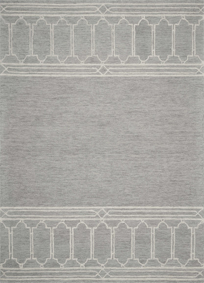 3' X 5' Grey Geometric Pattern Wool Area Rug