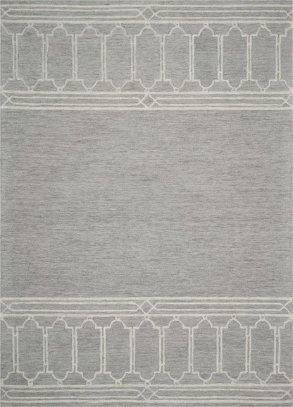 3' X 5' Gray And Ivory Wool Geometric Hand Tufted Area Rug