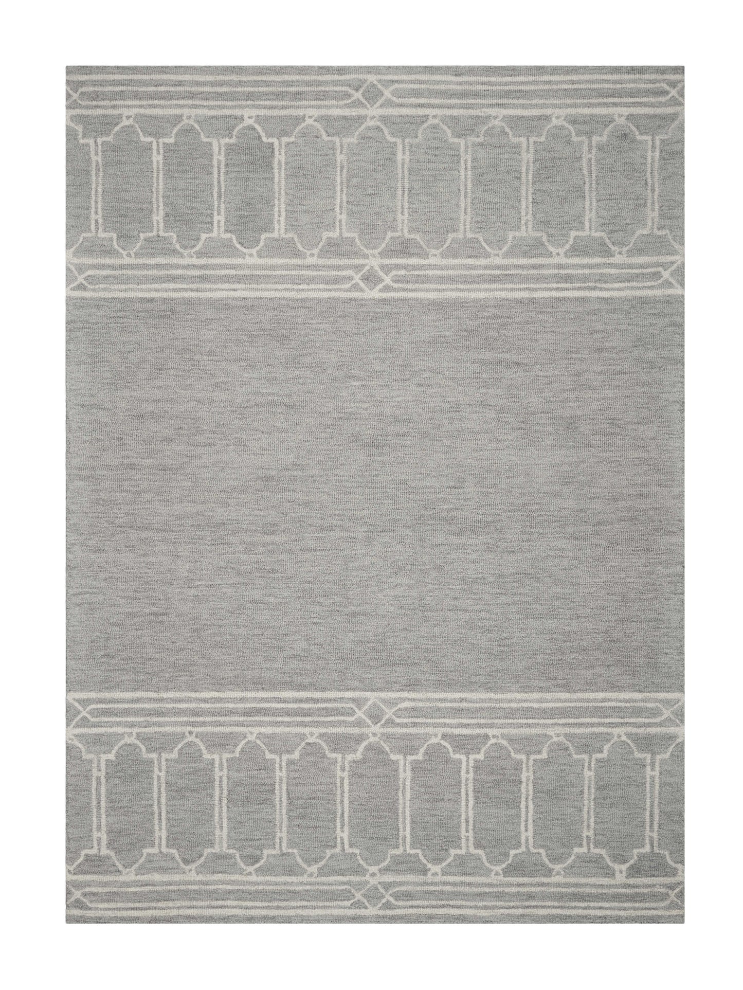 3' X 5' Grey Geometric Pattern Wool Area Rug