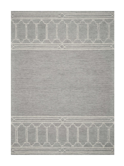 3' X 5' Grey Geometric Pattern Wool Area Rug