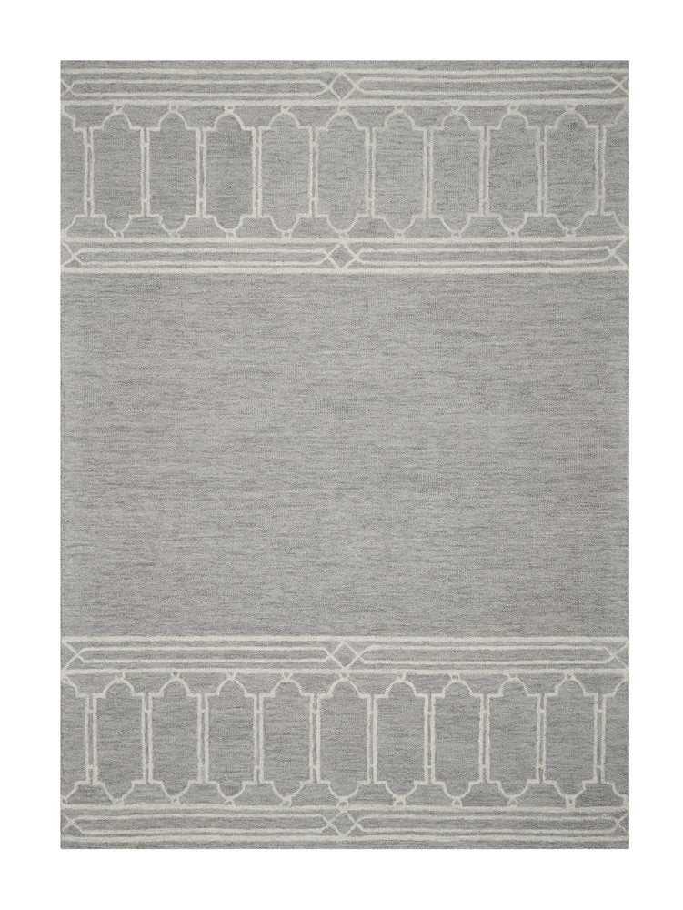 3' X 5' Gray And Ivory Wool Geometric Hand Tufted Area Rug
