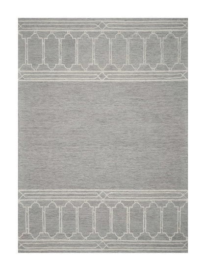 3' X 5' Gray And Ivory Wool Geometric Hand Tufted Area Rug