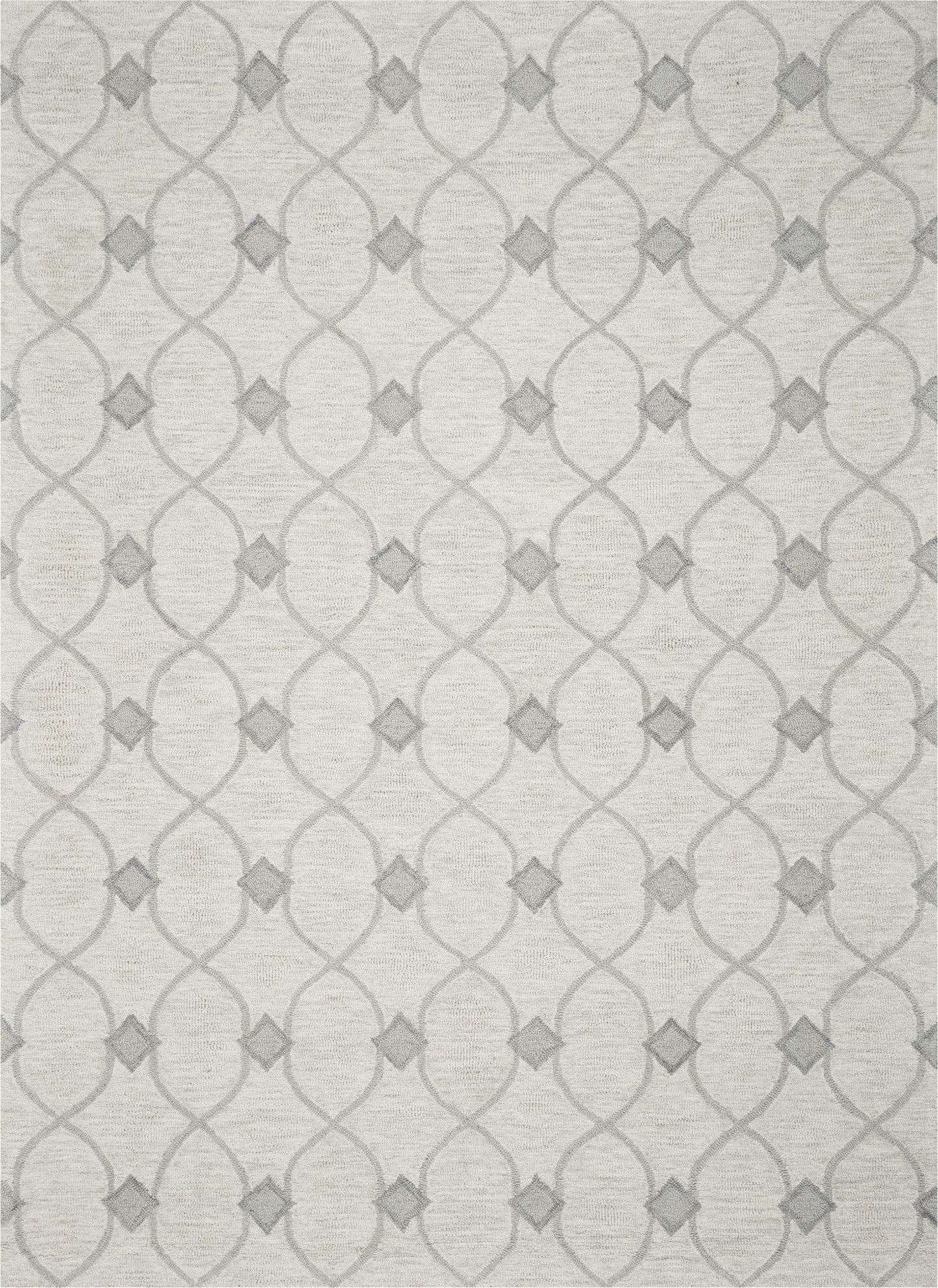 3' X 5' Ivory Hand Tufted Ogee Indoor Area Rug