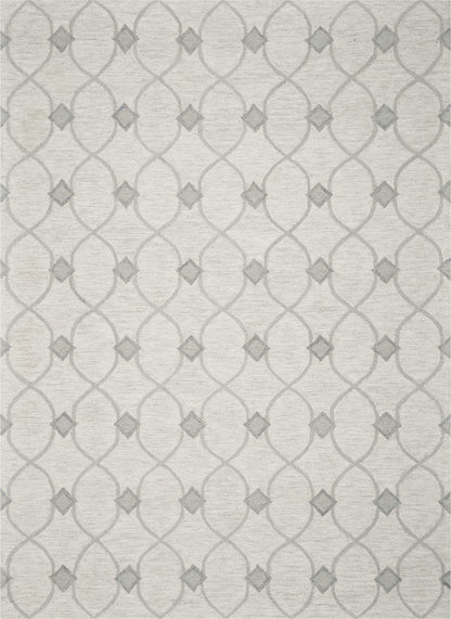 3' X 5' Ivory Hand Tufted Ogee Indoor Area Rug