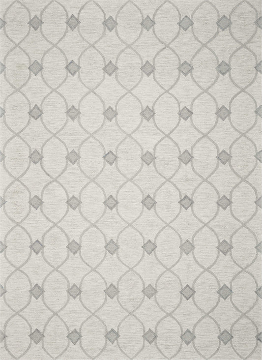 3' X 5' Ivory Hand Tufted Ogee Indoor Area Rug