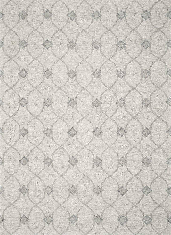 3' X 5' Ivory And Gray Wool Ogee Hand Tufted Area Rug