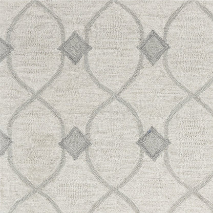 3' X 5' Ivory And Gray Wool Ogee Hand Tufted Area Rug