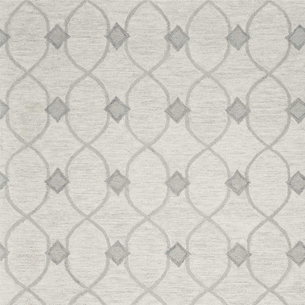 3' X 5' Ivory And Gray Wool Ogee Hand Tufted Area Rug