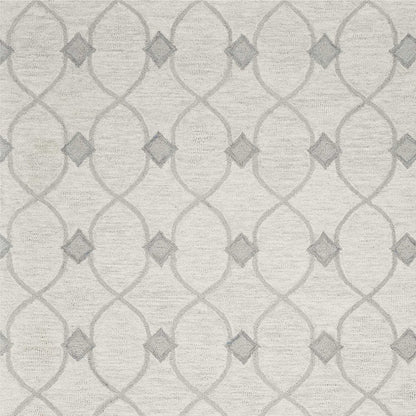 3' X 5' Ivory And Gray Wool Ogee Hand Tufted Area Rug