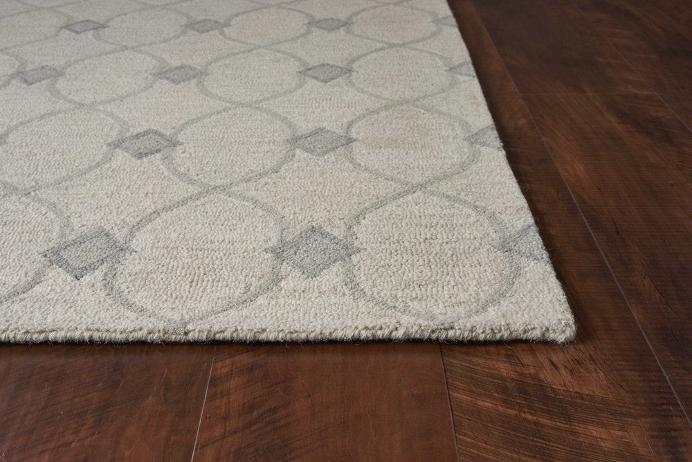 3' X 5' Ivory And Gray Wool Ogee Hand Tufted Area Rug